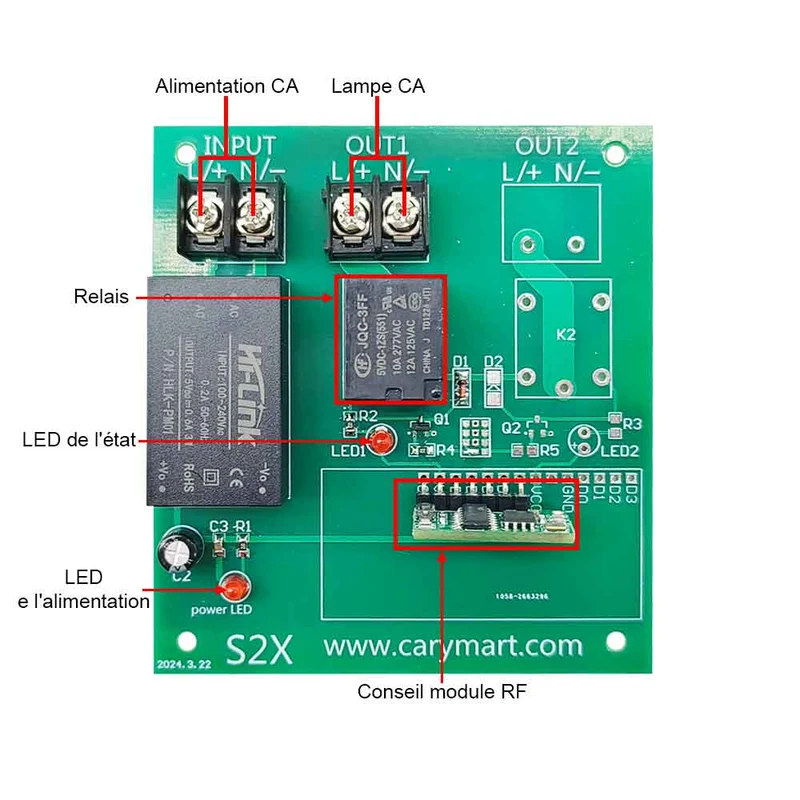 Douze 1 canal 230V 2300 watt interrupteurs sans fil avec télécommande (Modèle: 0020459)