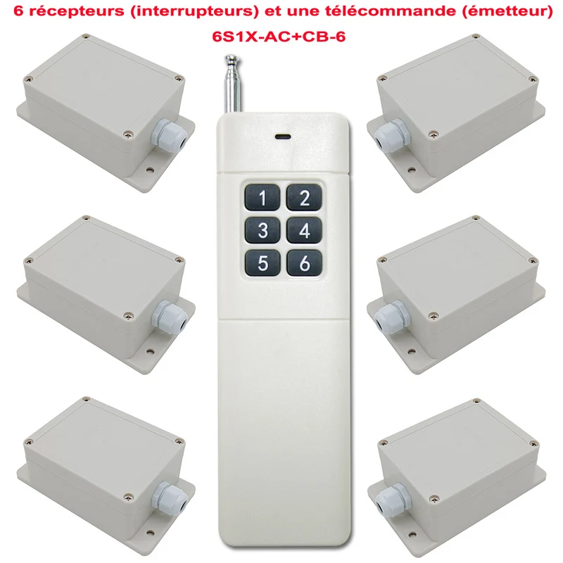 Six 1 Voie 230V 2300 watt Interrupteurs Sans Fil avec Télécommande (Modèle: 0020458)