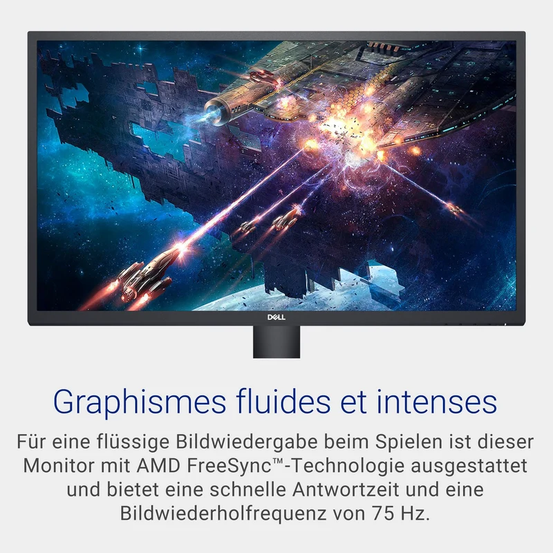 Dell SE2722HX 27" Full HD (1920x1080) Écran PC, 75Hz, VA, 4ms, AMD FreeSync, HDMI, VGA, Garantie 3 ans, Noir