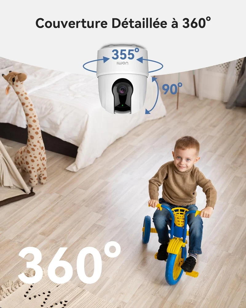 Imou 2K(3MP) Caméra Surveillance WiFi Intérieure Caméra 360° Connectée Smartphone avec Détection Humaine AI Suivi Intelligent Sirène Audio Bidirectionnel Compatible Alexa pour Bébé/Animaux