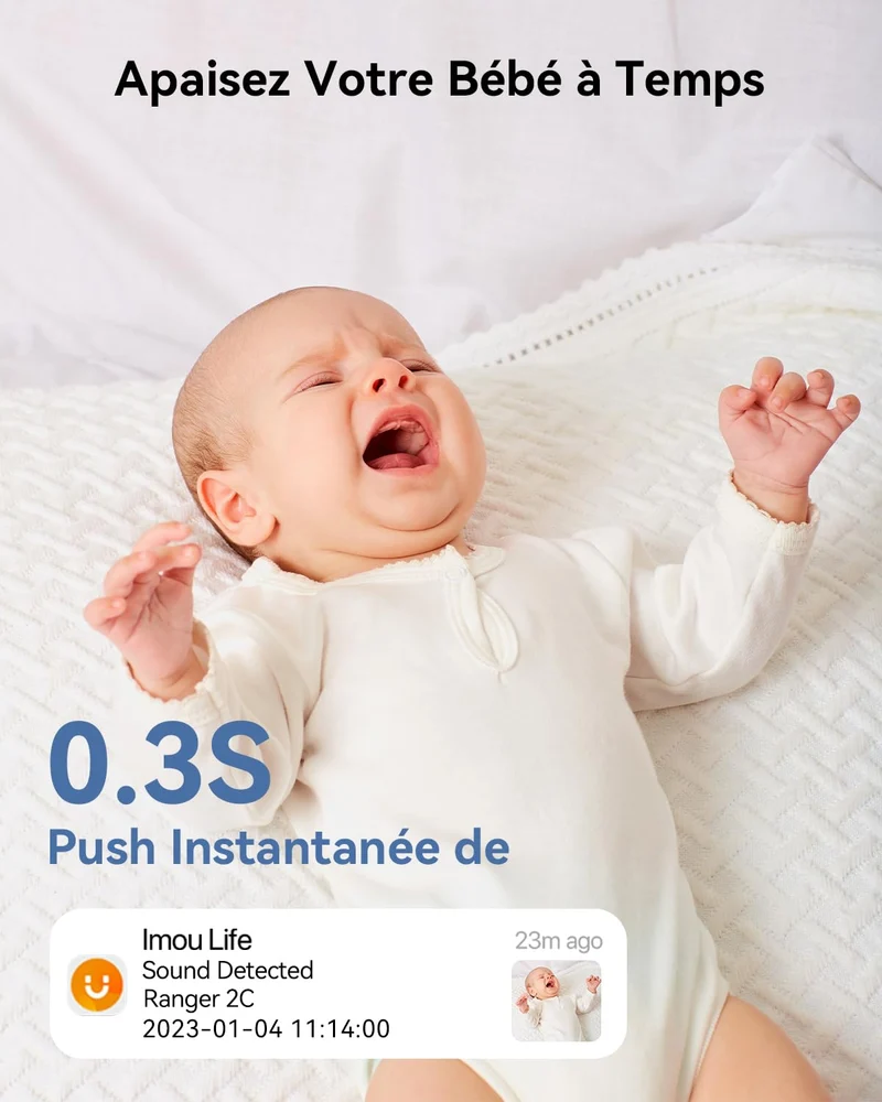 Imou 2K(3MP) Caméra Surveillance WiFi Intérieure Caméra 360° Connectée Smartphone avec Détection Humaine AI Suivi Intelligent Sirène Audio Bidirectionnel Compatible Alexa pour Bébé/Animaux