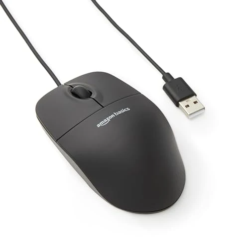 Amazon Basics Souris Optique USB à 3 Boutons pour Windows et Mac OS X Noir