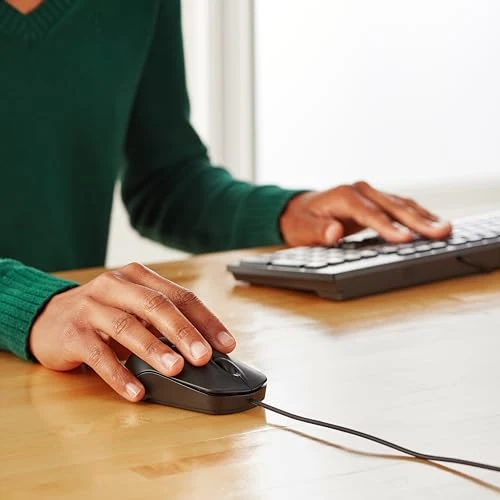 Amazon Basics Souris Optique USB à 3 Boutons pour Windows et Mac OS X Noir