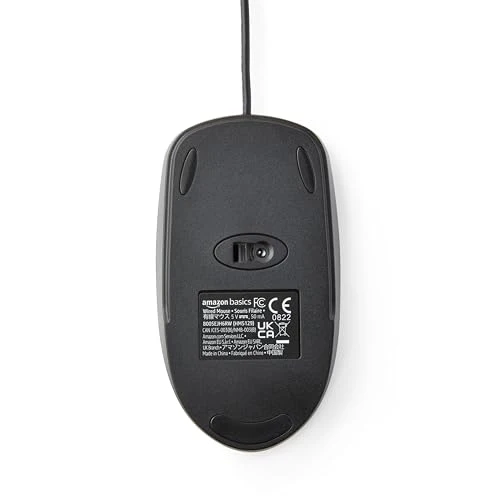 Amazon Basics Souris Optique USB à 3 Boutons pour Windows et Mac OS X Noir