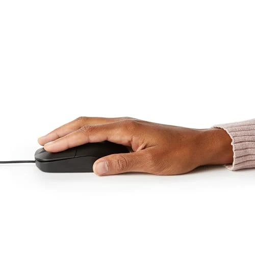 Amazon Basics Souris Optique USB à 3 Boutons pour Windows et Mac OS X Noir
