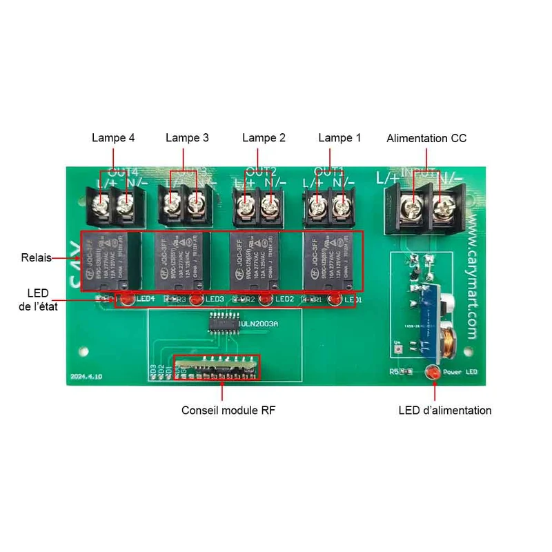 4 Voies CC 8V~80V Kit Interrupteur Sans Fil avec Télécommande (Modèle: 0020216)