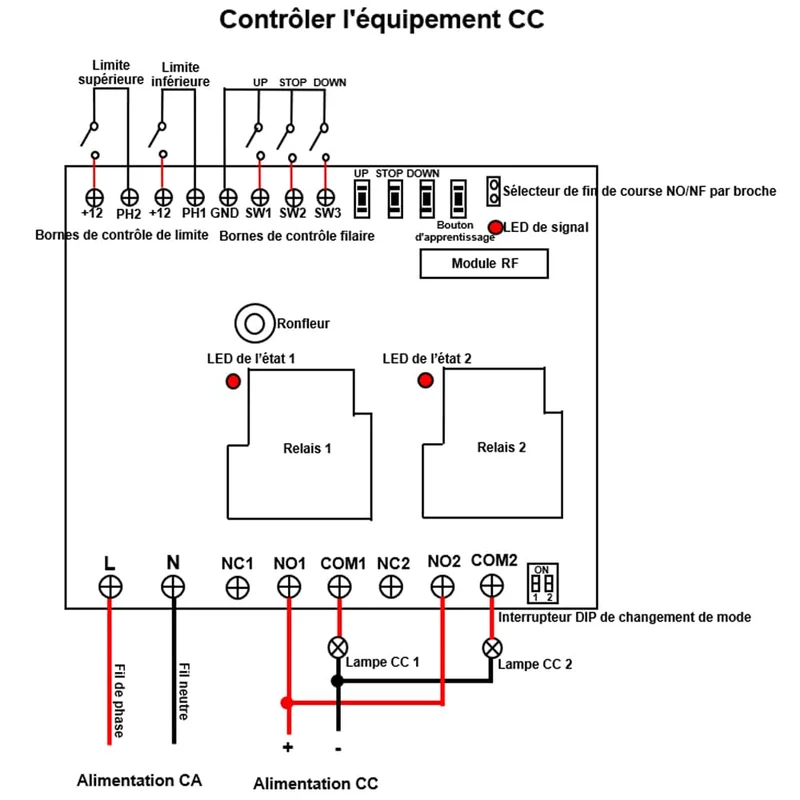 2 Canaux Kit Interrupteur Télécommande Sans Fil 230V 400V 30A (Modèle: 0020072)