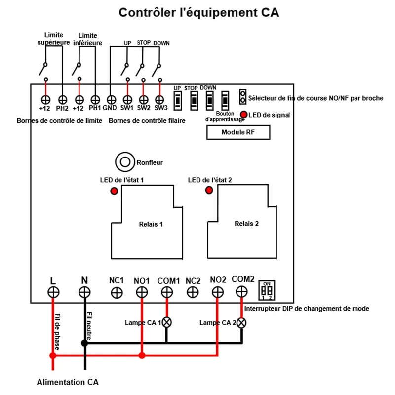 2 Canaux Kit Interrupteur Télécommande Sans Fil 230V 400V 30A (Modèle: 0020072)