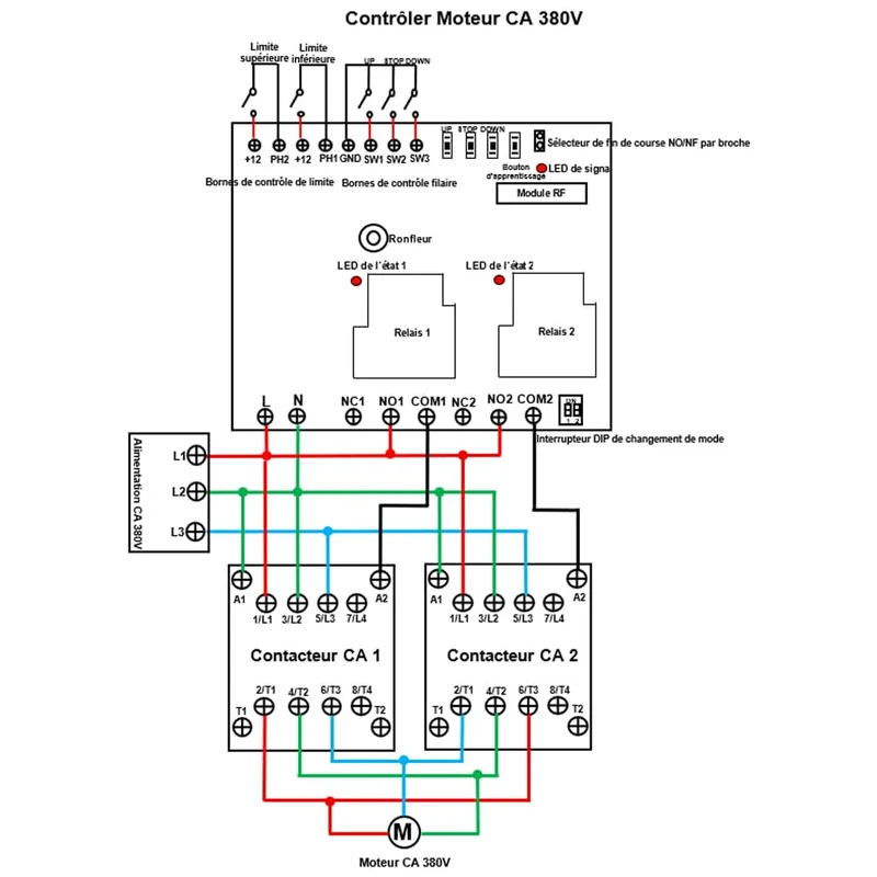 2 Canaux Kit Interrupteur Télécommande Sans Fil 230V 400V 30A (Modèle: 0020072)