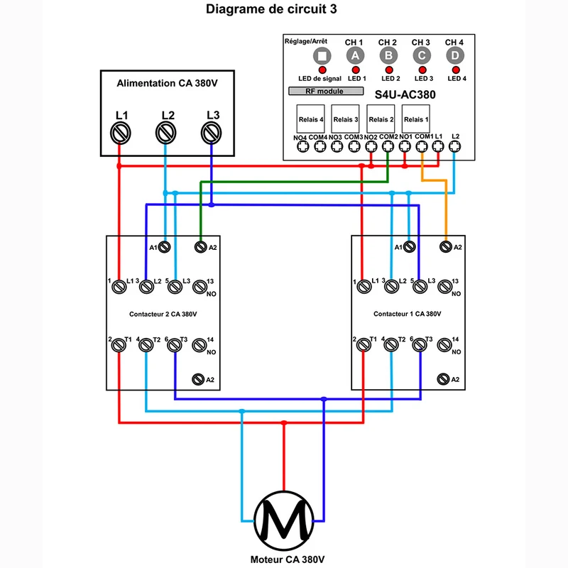 4 Canaux CA Interrupteur Radio Pour Télécommande Sans Fil 380V Équipement (Modèle: 0020701)