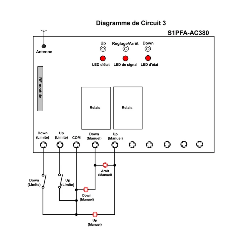 1 Canal Interrupteur Sans Fil avec Télécommande Pour Moteur 380V (Modèle: 0020028)