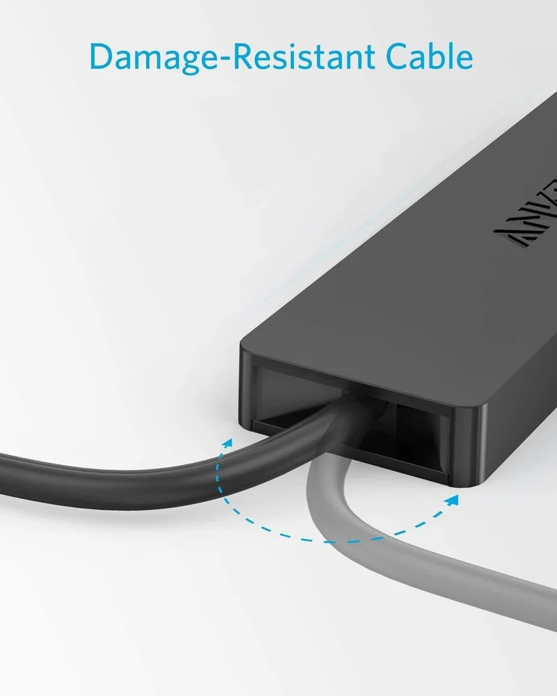 Anker Data Hub 4 Ports USB 3.0 Ultra Fin avec câble étendu de 60 cm - Hub USB 3.0 pour Macbook, Mac Pro / mini, iMac, Surface Pro, XPS, Notebook PC, clés USB, disques durs externes, etc.