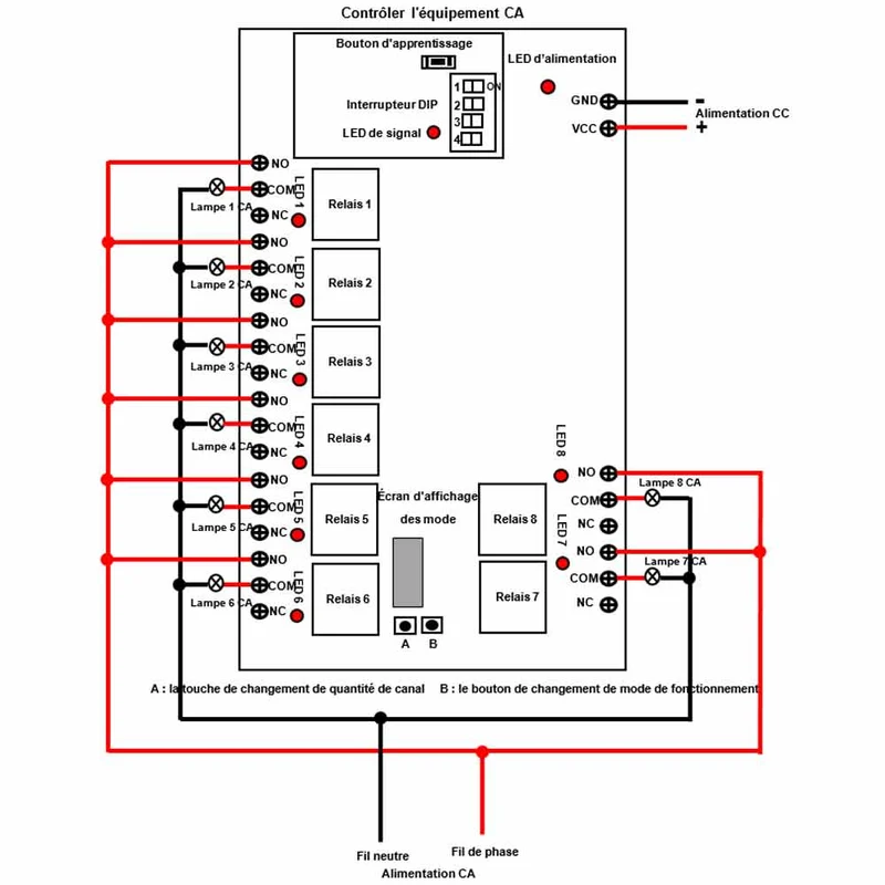 8 Voies CC 12V 24V Interrupteur Relais Sans Fil Longue Distance 5 Km (Modèle: 0020054)
