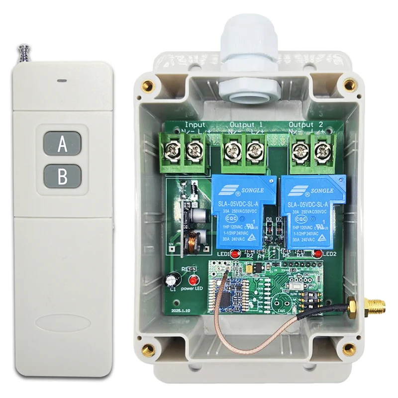 2 Canaux 30A interrupteur sans fil sortie CC avec télécommande 5km (Modèle: 0020115)