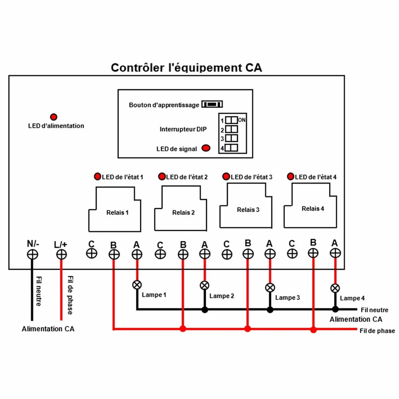 4 voies 230V 30A interrupteur relais sans fil avec télécommande 5km (Modèle: 0020111)