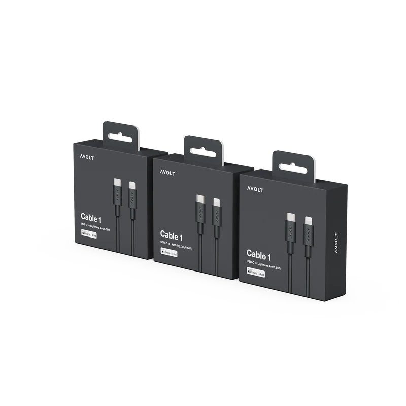 New Cable 1 | 3-Pack Stockholm Black USB-C to Lightning