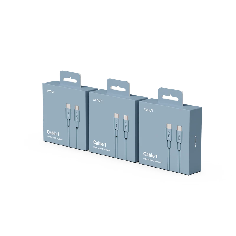 New Cable 1 | 3-Pack Shark Blue USB-C to USB-C