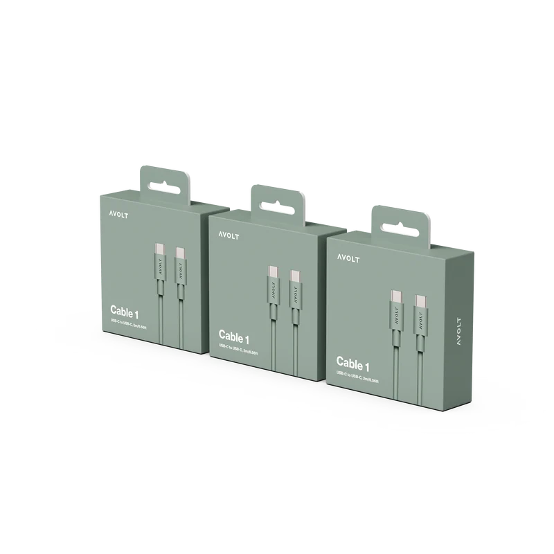 New Cable 1 | 3-Pack Oak Green USB-C to USB-C