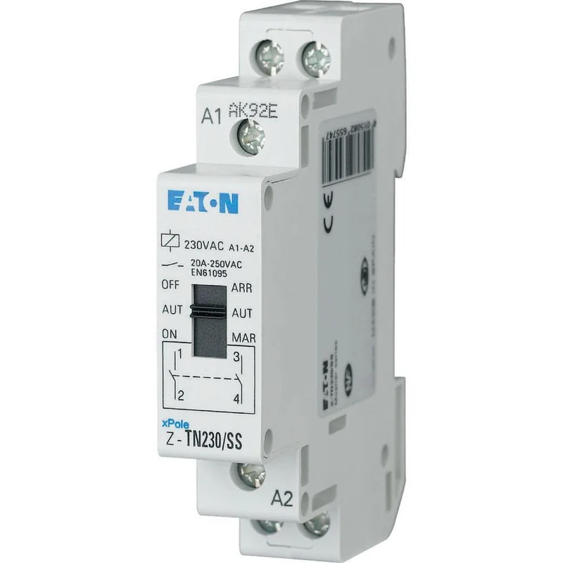 EATON Z-TN230/SS - RELAIS AVEC PRESELECTION - Blanc - 1 MODULE - 20 A - 230V AC - 50 HZ - 2 CONTACTS A FERMETURE