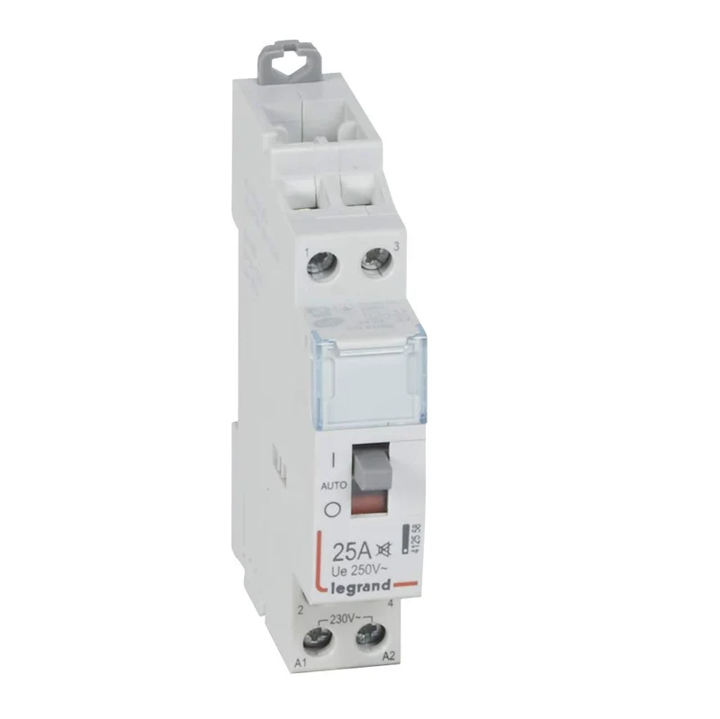 Contacteur jour nuit silencieux bobine 230V monophasé - 25A - contact 2NO - 1 module - 412558 Legrand