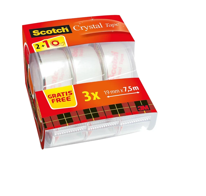 Scotch - 6-1975C3 - Caddy Un Paquet de 3 Rubans Crystal, 19 mm x 7,5 m