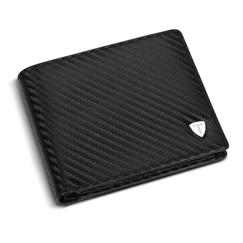 TEEHON® Portefeuille Homme en Cuir Véritable avec Blocage RFID/NFC 8 Porte Carte Crédit, 2 Compartiment à Billets, Classique Porte Feuille Poche à Monnaie avec Boîte Cadeau- Noir