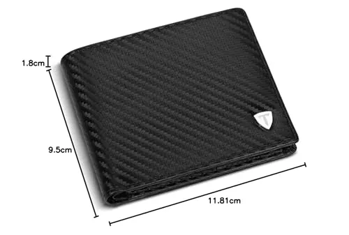 TEEHON® Portefeuille Homme en Cuir Véritable avec Blocage RFID/NFC 8 Porte Carte Crédit, 2 Compartiment à Billets, Classique Porte Feuille Poche à Monnaie avec Boîte Cadeau- Noir