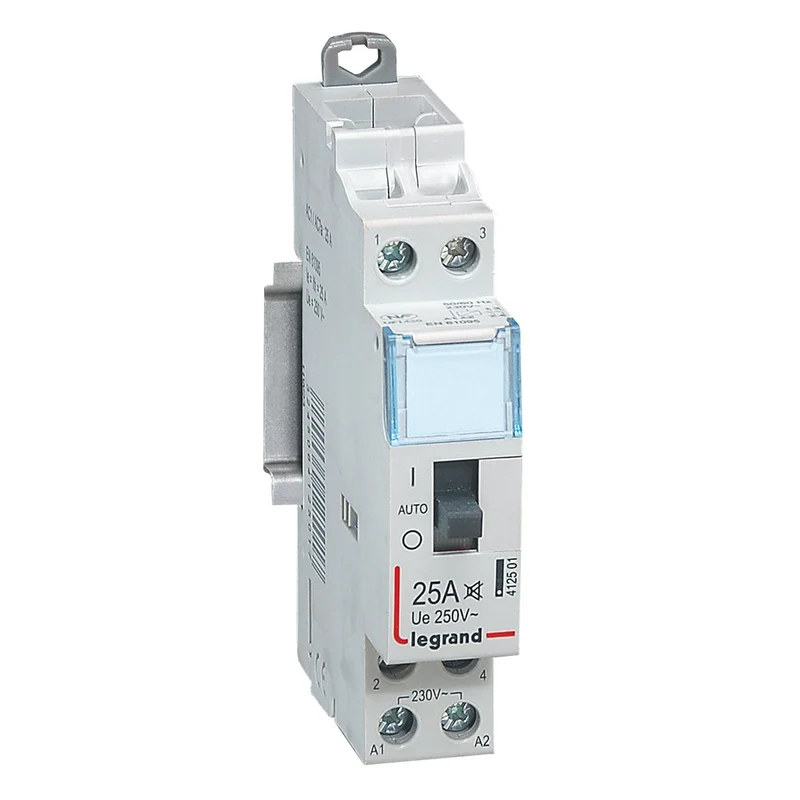 Legrand 412558 Contacteur domestique CX³ silencieux bobine 230V, 2P, 250V, 25A, contact 2F, 1 module