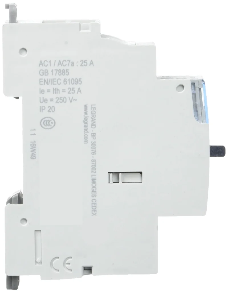 Legrand 412558 Contacteur domestique CX³ silencieux bobine 230V, 2P, 250V, 25A, contact 2F, 1 module