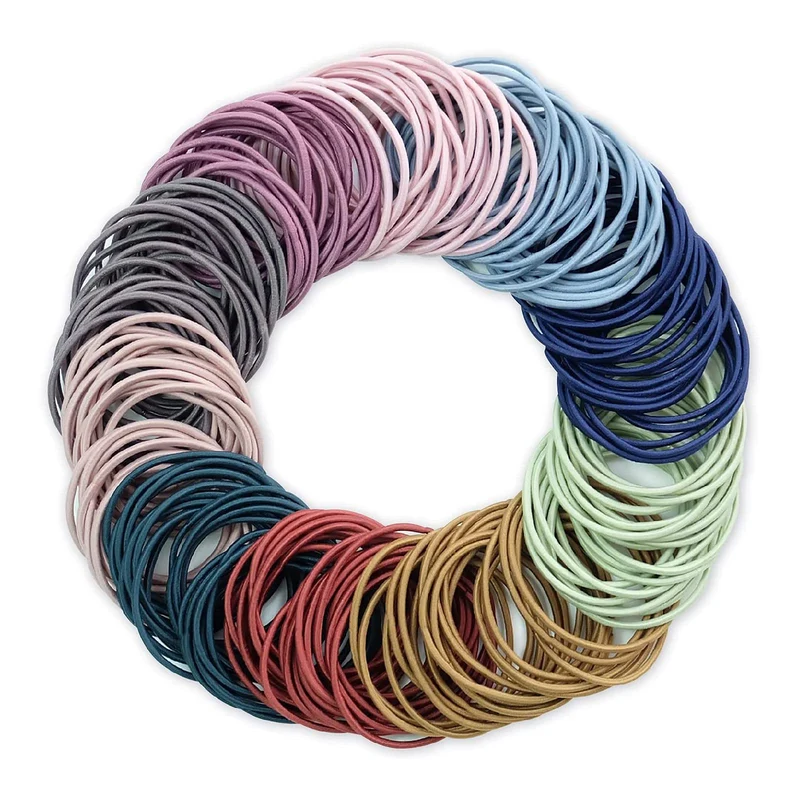 Hanyousheng Bandes Elastiques pour Cheveux, Multicolore Cravates Elastiques, Aucun Métal Élastiques Doux Élastiques Cravates à Cheveux, 200 Pièces 4.5cm Houchous de Cheveux pour Femme & Filles
