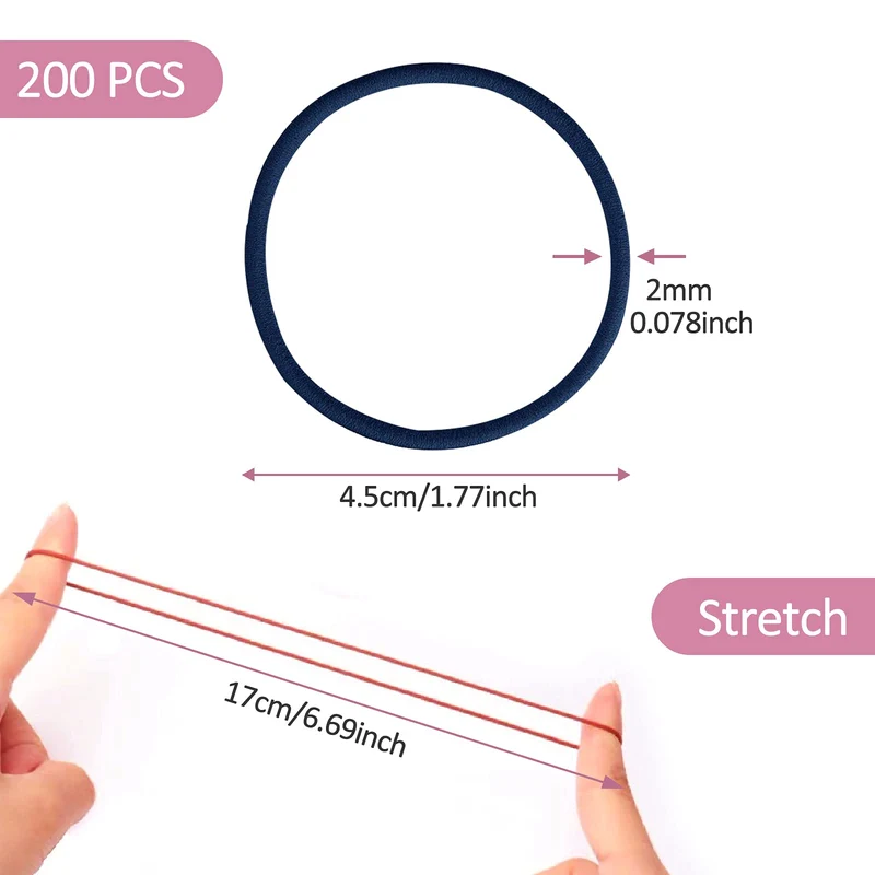 Hanyousheng Bandes Elastiques pour Cheveux, Multicolore Cravates Elastiques, Aucun Métal Élastiques Doux Élastiques Cravates à Cheveux, 200 Pièces 4.5cm Houchous de Cheveux pour Femme & Filles