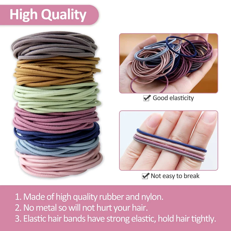 Hanyousheng Bandes Elastiques pour Cheveux, Multicolore Cravates Elastiques, Aucun Métal Élastiques Doux Élastiques Cravates à Cheveux, 200 Pièces 4.5cm Houchous de Cheveux pour Femme & Filles