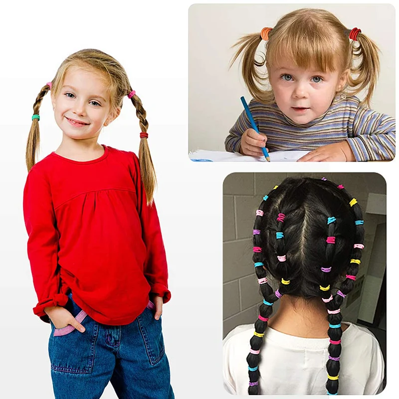 Bandes élastiques pour cheveux, 50 pièces de Multicolore cravates élastiques, Lies pour queue de cheval, Chouchous de cheveux pour femme & filles (4mm)