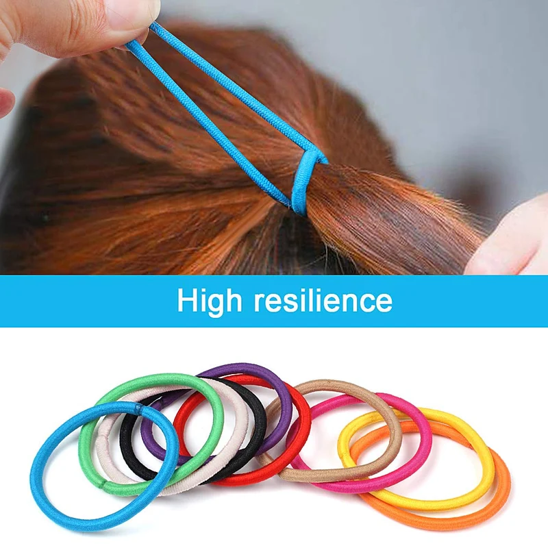 Bandes élastiques pour cheveux, 50 pièces de Multicolore cravates élastiques, Lies pour queue de cheval, Chouchous de cheveux pour femme & filles (4mm)