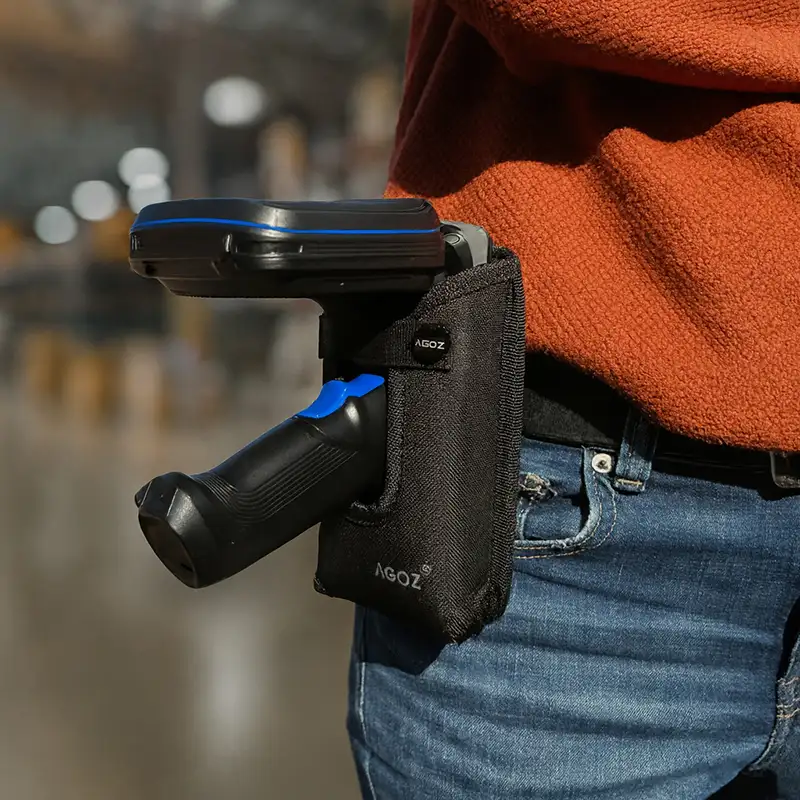 Étui pour lecteur RFID portable avec clip ceinture et fermeture à pression