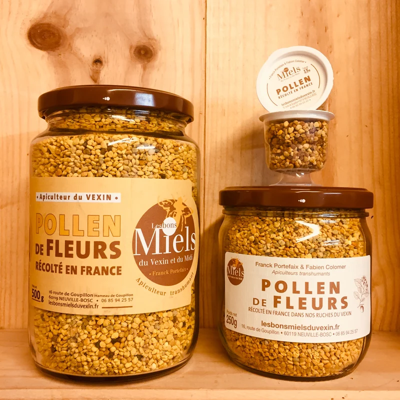 A Découvrir Les Bons Miels du Vexin et du Midi Pollen de Fleurs 250 g 500 g