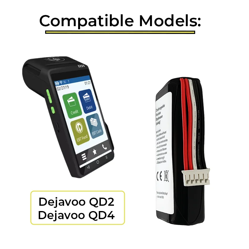 Batterie de remplacement de 2600mAh pour terminal Dejavoo QD2 QD4 | AgozTech