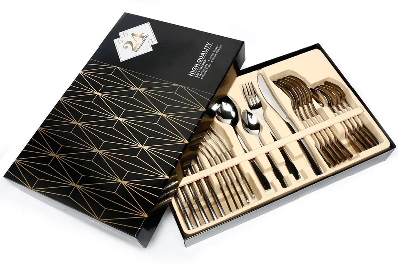 Ensemble De Couverts Acier Inoxydable Boîte-Cadeau 6 Personnes Maison Cuisine Restaurant