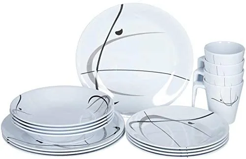 Brunner Serenade Melamine Set Haute Qualité 16 Pièces Assiettes Compatible Lave-Vaisselle