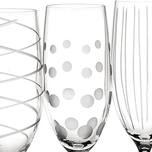 Mikasa Set 4 Verres Crystal Flutes Champagne Motifs Différents Lavage Mains Uniquement