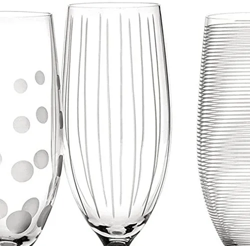 Mikasa Set 4 Verres Crystal Flutes Champagne Motifs Différents Lavage Mains Uniquement