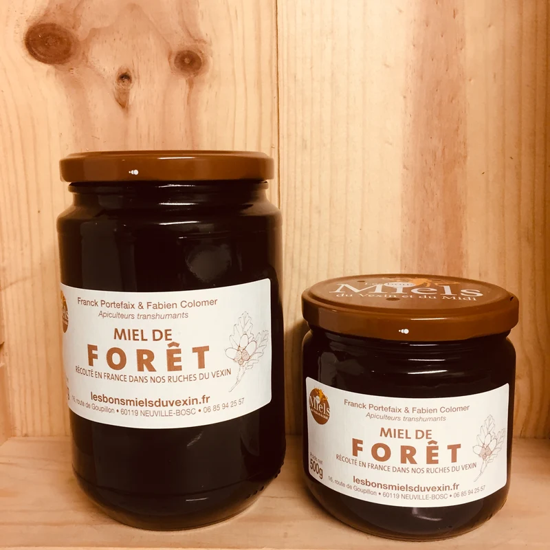 A Découvrir Les Bons Miels du Vexin et du Midi Miel de Forêt Liquide Très Foncé Fort Pot 500 g Pot 1 Kg Seau 5 Kg