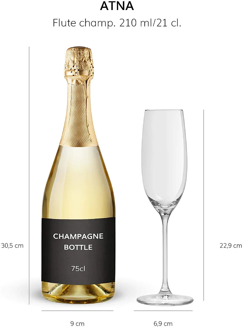 Verre à champagne Atna de Libbey 21 cl / 210 ml 6 Unités Design Elégant Qualité Supérieure Lave-Vaisselle