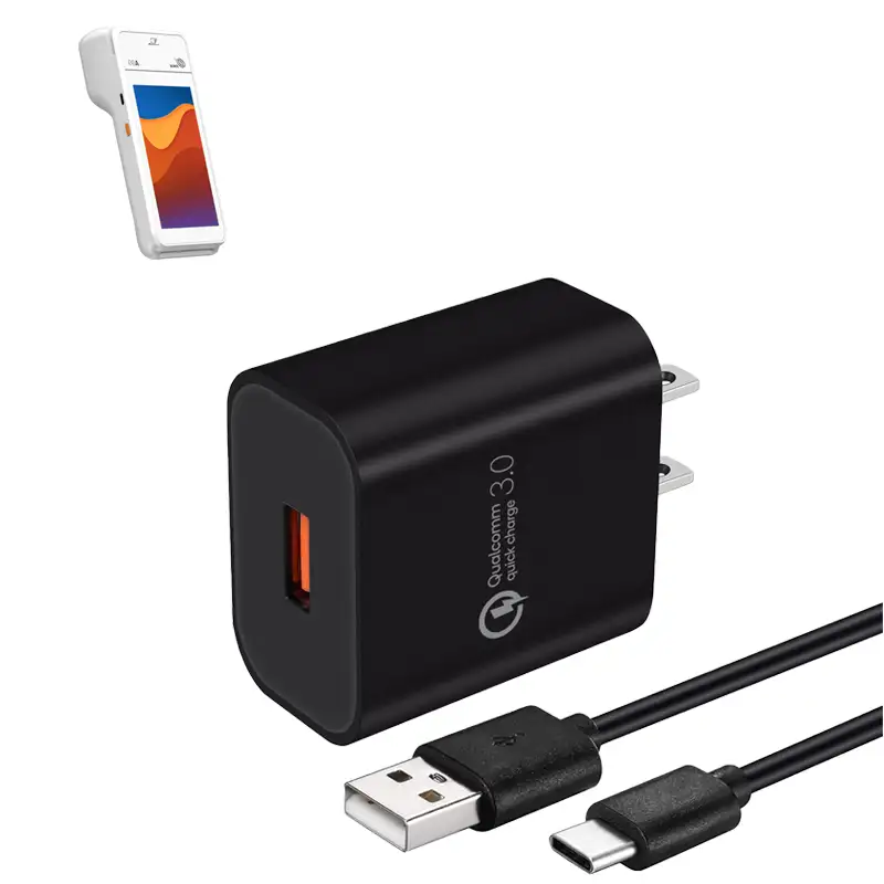 Chargeur mural pour terminal PAX POS avec câble USB-A vers USB-C | Agoz