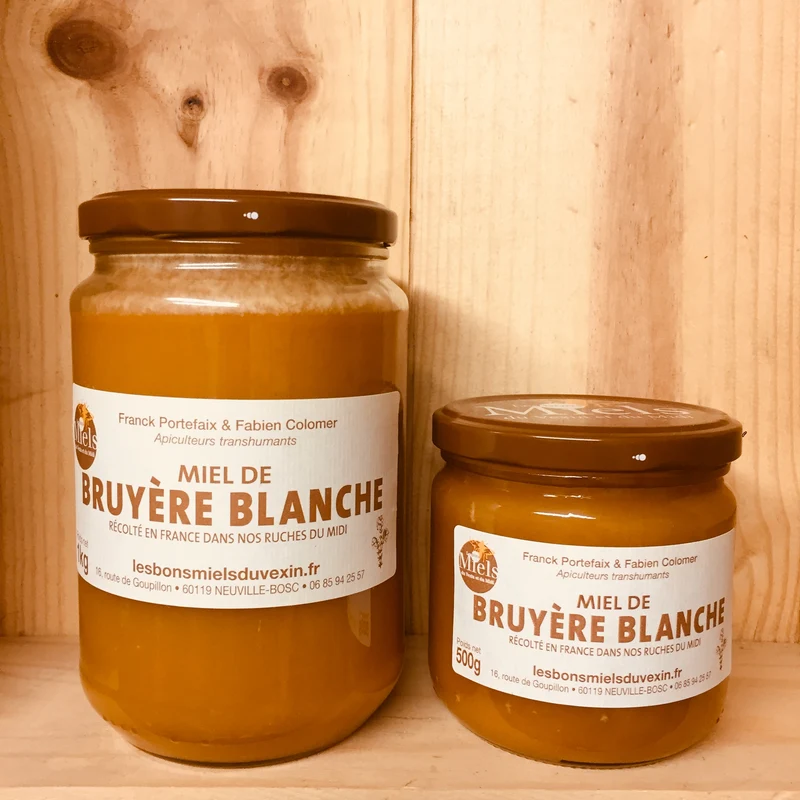A Découvrir Les Bons Miels du Vexin et du Midi Miel Bruyère blanche Épais Foncé Très Goûteux Goût Caramel