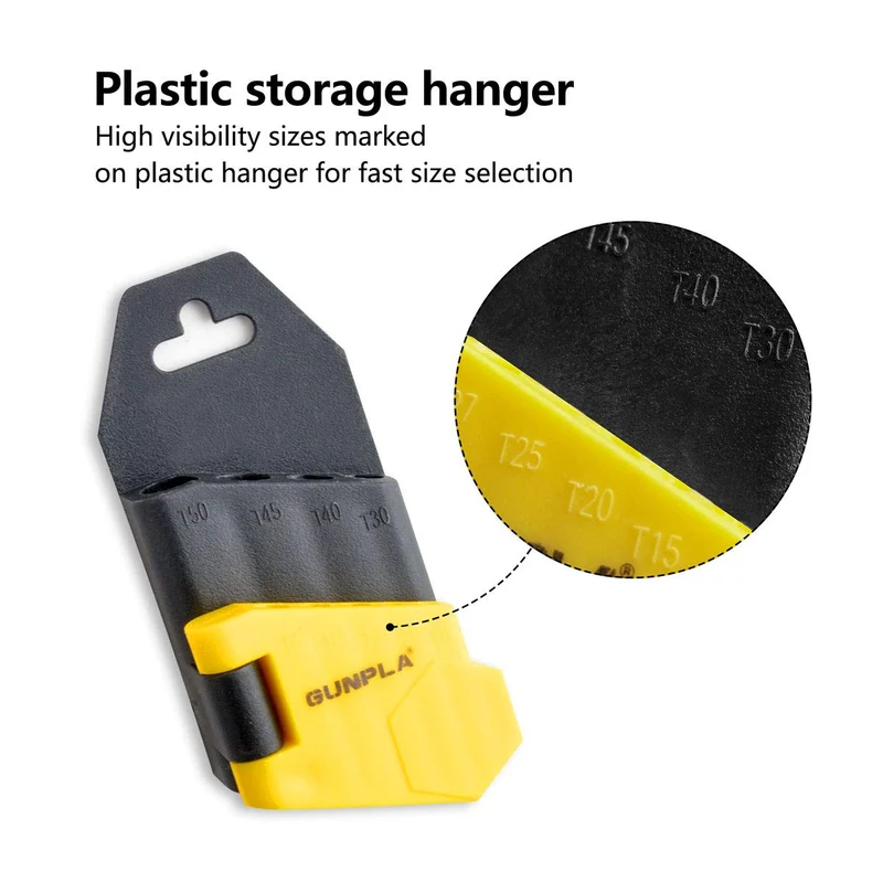 Gunpla Ensemble Clé Allen Torx Coudée Etoile Hexagonales à Court Bras Lot de 9 Pièces avec Boîtier de Rangement T10-T50 pour Entretien De La Maison Chantier Projet