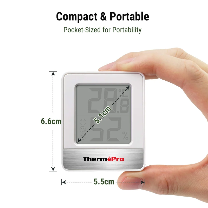 ThermoPro TP49 Petit Hygromètre Numérique D'intérieur Thermomètre D'ambiance Moniteur de Température et Humidimètre pour Le Confort du Bureau à Domicile Thermomètre de Reptile