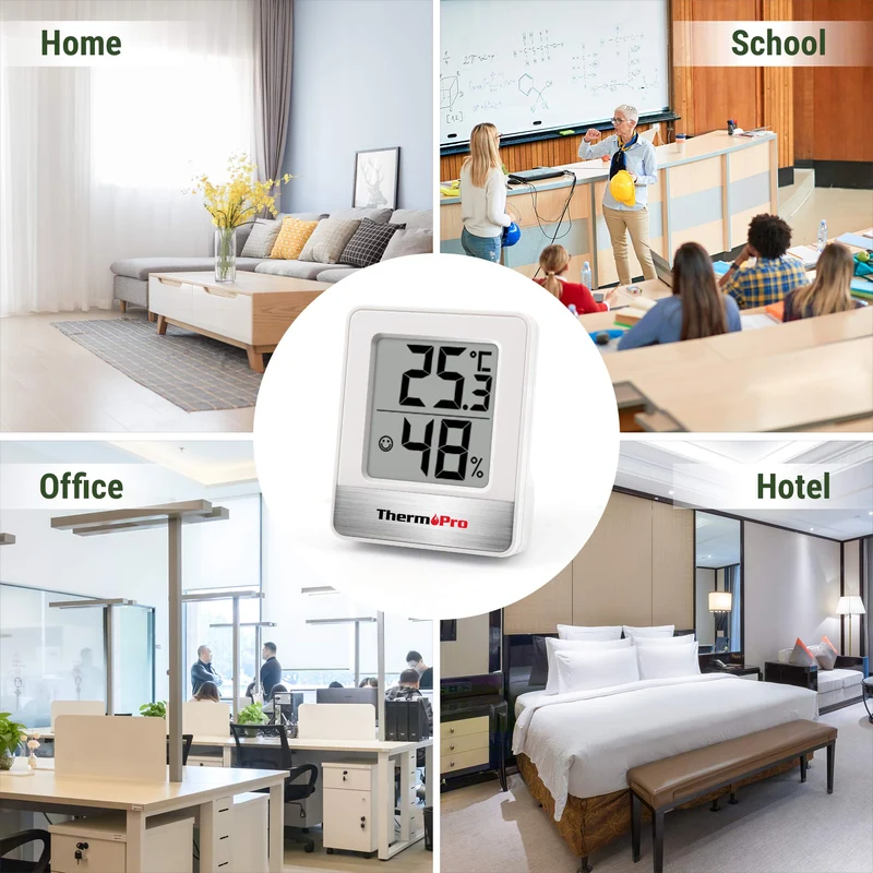 ThermoPro TP49 Petit Hygromètre Numérique D'intérieur Thermomètre D'ambiance Moniteur de Température et Humidimètre pour Le Confort du Bureau à Domicile Thermomètre de Reptile
