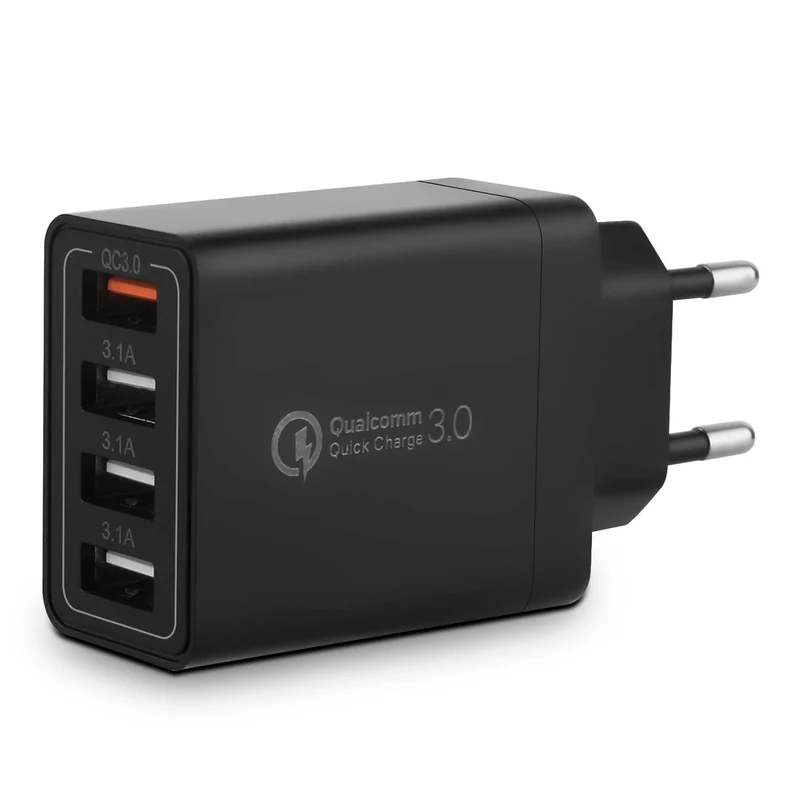 Chargeur USB Adaptateur de Charge USB 4 Ports avec 33W Smart QC 3.0 Chargeur Rapide Multi USB Prise d'alimentation pour Samsung Galaxy A03 A13 A53 S21 S20 S10 S9 S8 S7 iPhone 12 13 14 Pro X 8 7 6S