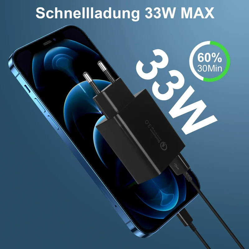 Chargeur USB Adaptateur de Charge USB 4 Ports avec 33W Smart QC 3.0 Chargeur Rapide Multi USB Prise d'alimentation pour Samsung Galaxy A03 A13 A53 S21 S20 S10 S9 S8 S7 iPhone 12 13 14 Pro X 8 7 6S